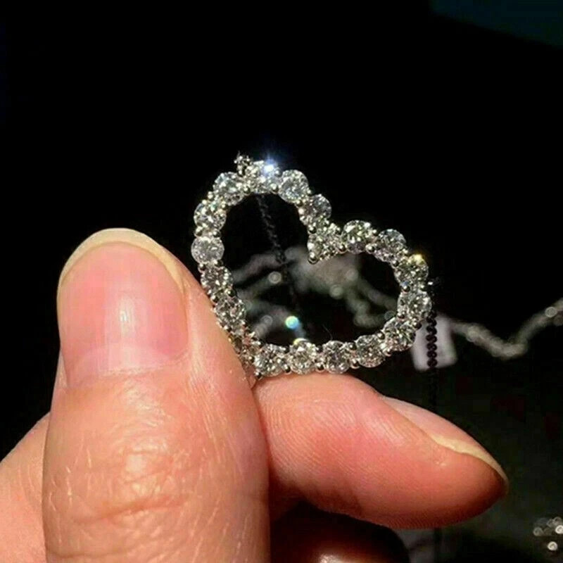 2 Carat Heart Shape Lab-Created Diamond Pendant Necklace 14K White Gold Finish