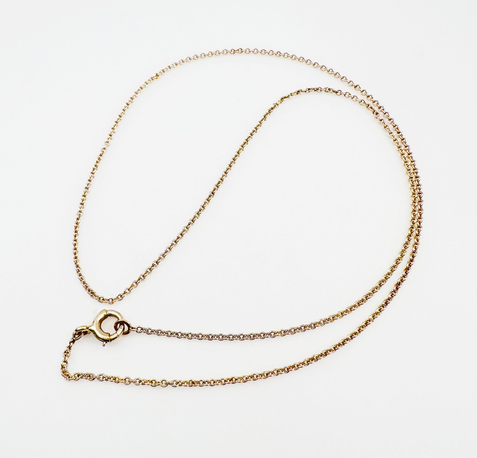 Vintage Solid 10K Yellow Gold Rolo Link Chain Necklace, 1.2mm, 15 1/2″, 1.7g