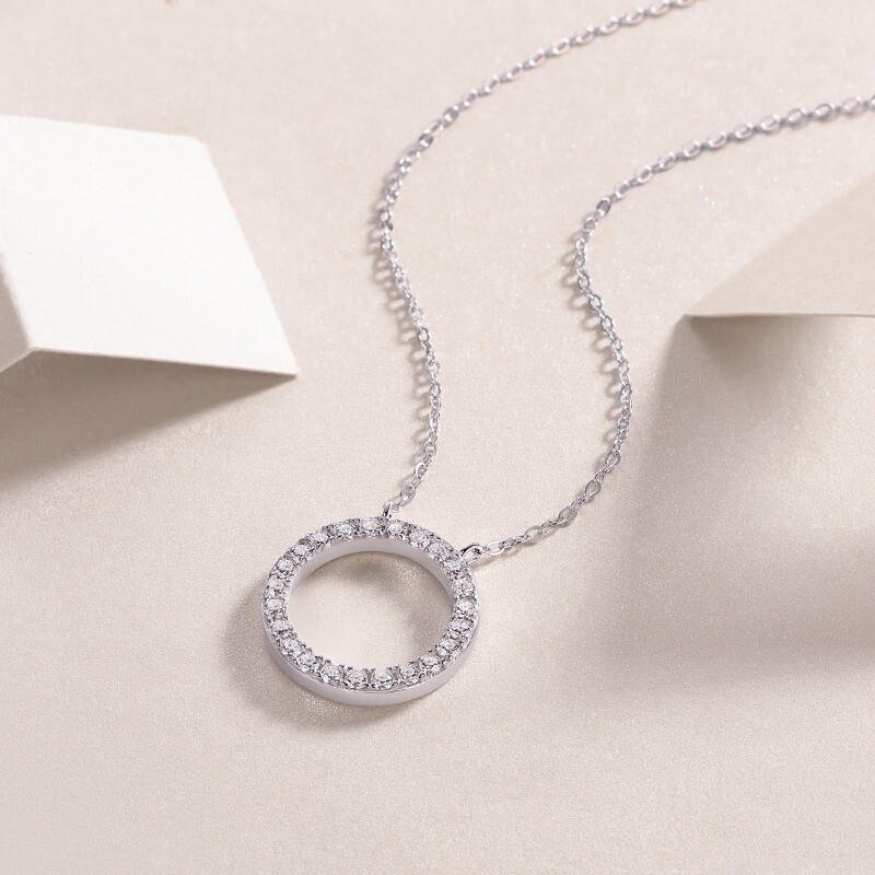 D Color VVS1 Moissanite Eternity Circle Pendant Necklace 925 Sterling Silver