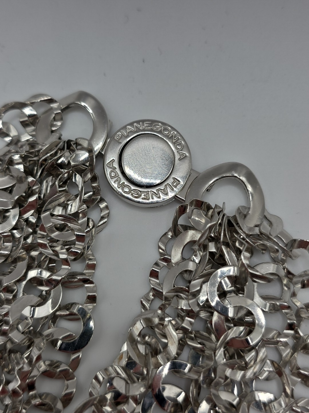 Pianegonda Italy Sterling Silver 925 Layered Statement Necklace 17.5″ 108g