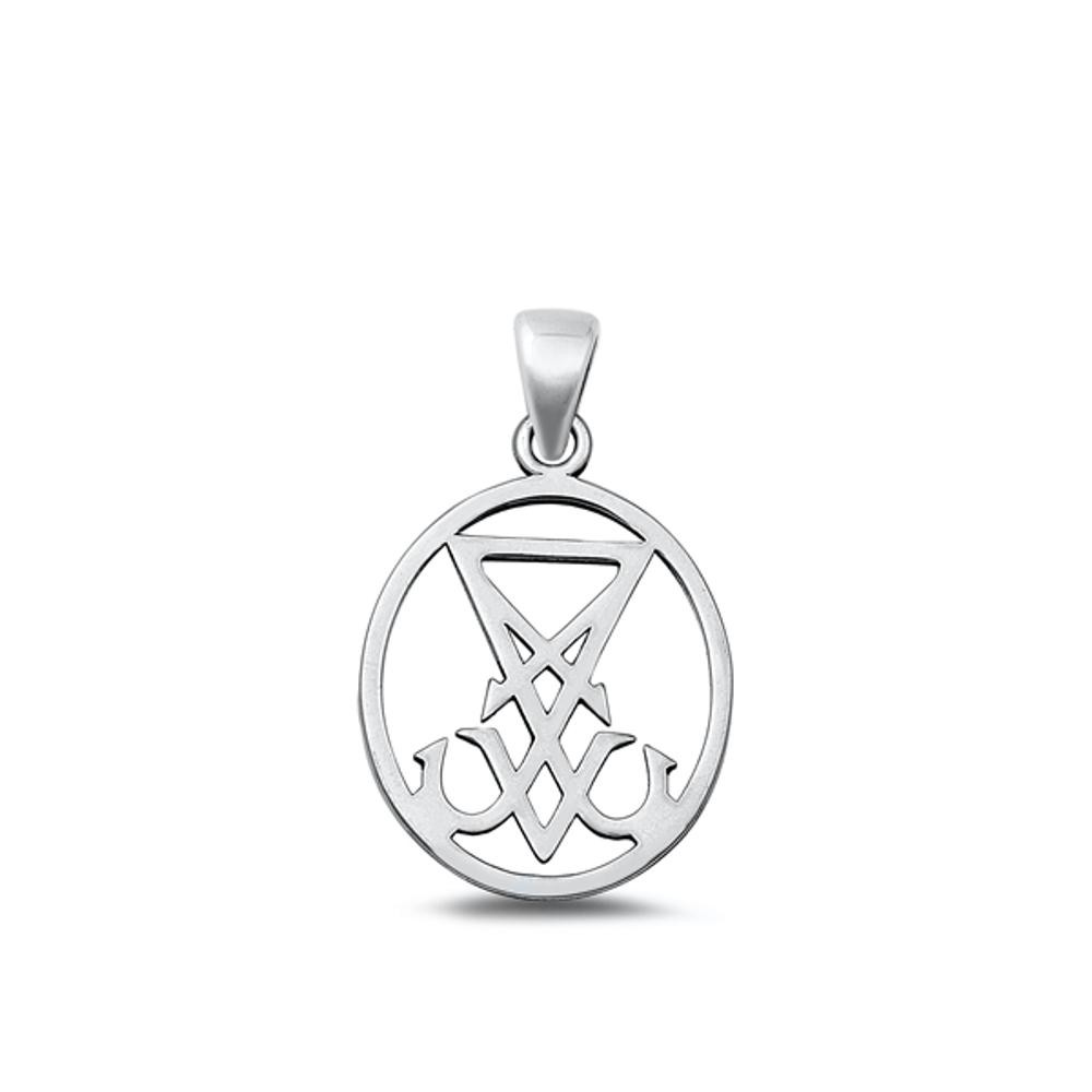 Sterling Silver Fashion Oxidized Outlined Lucifer Sigil Pendant .925 New Charm