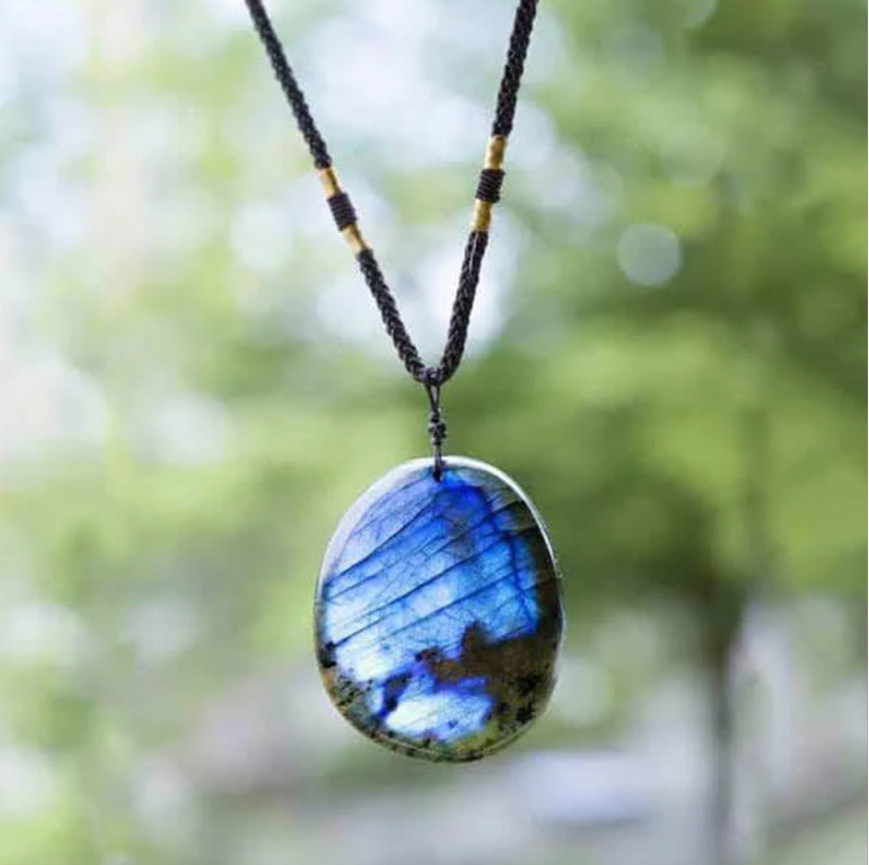 Labradorite Crystal Pendant Necklace for Healing Strength Gift for Him/Her
