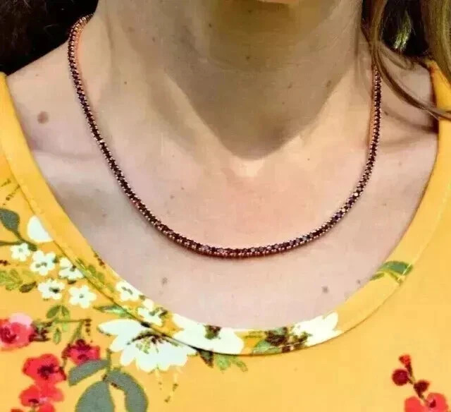 9CT Lab-Created Red Garnet Womens Tennis Necklace 14K YellGold Plated 18″