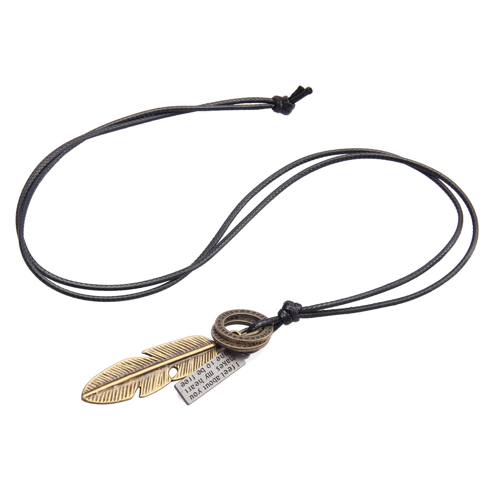 Leather Necklace for Women Boho Feather Choker Necklaces Mens Leather Necklace B