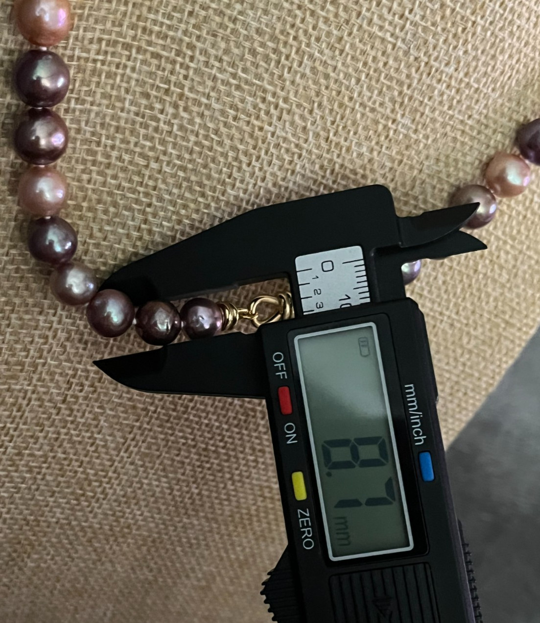 Large Edison Pearl Necklace S925 Toggle Clasp Metallic Candy 45cm Cert