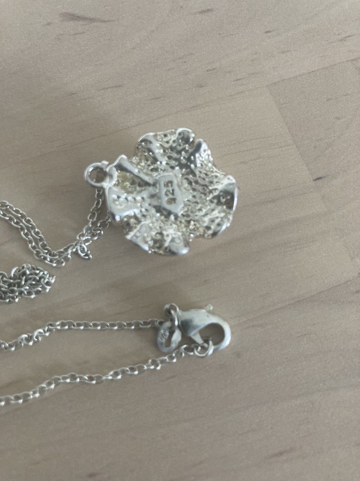 Abstract Sterling Silver Pendant Necklace 8.5g Silver