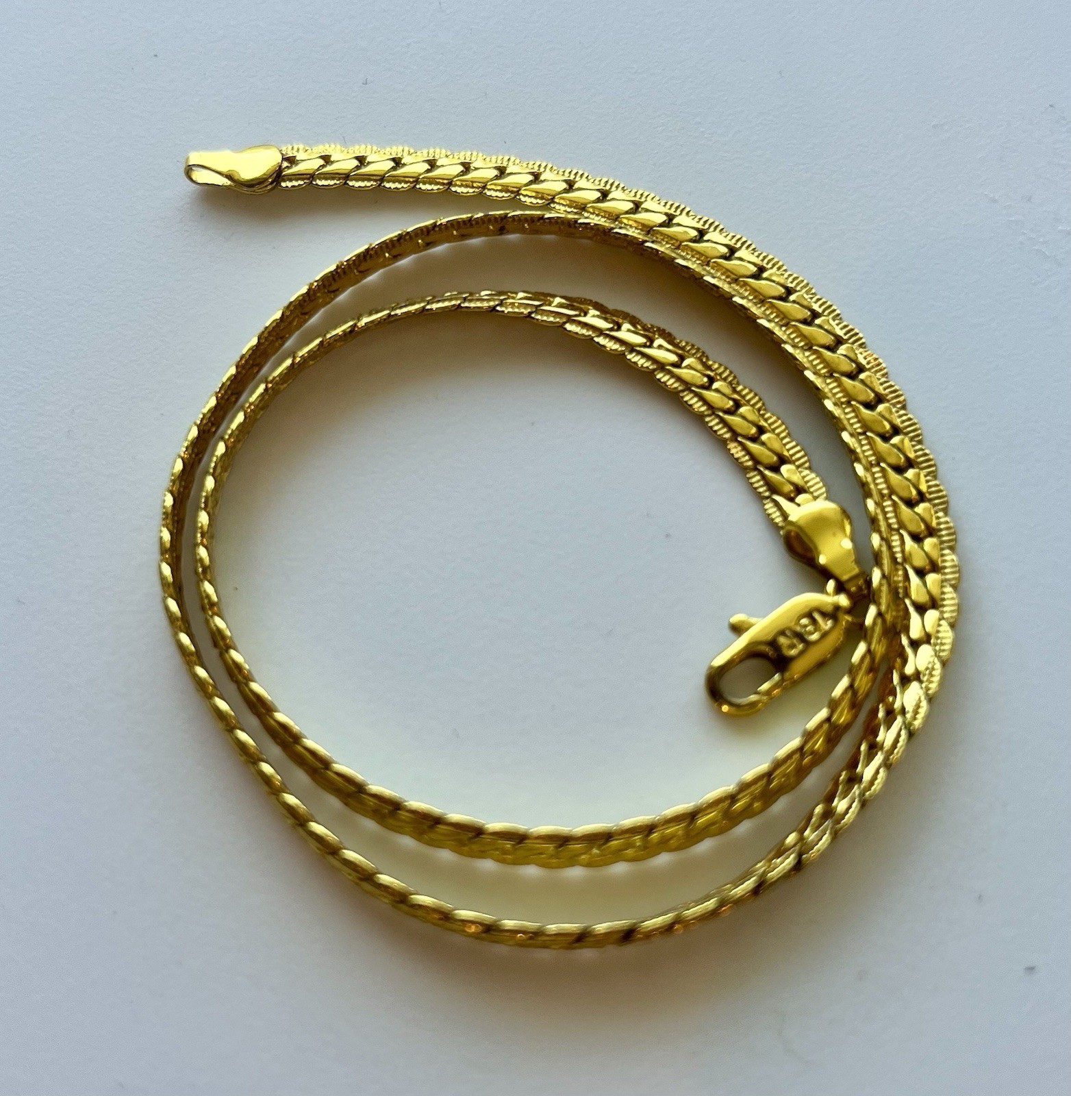18k Yellow Gold Plated over Silver Curb Link Chain Necklace, 18 inch (45 cm)