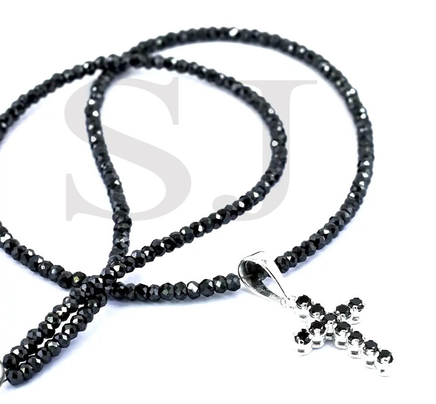 925 Silver Black Lab Grown Diamond Round Cut Statement Necklace – Dazzling