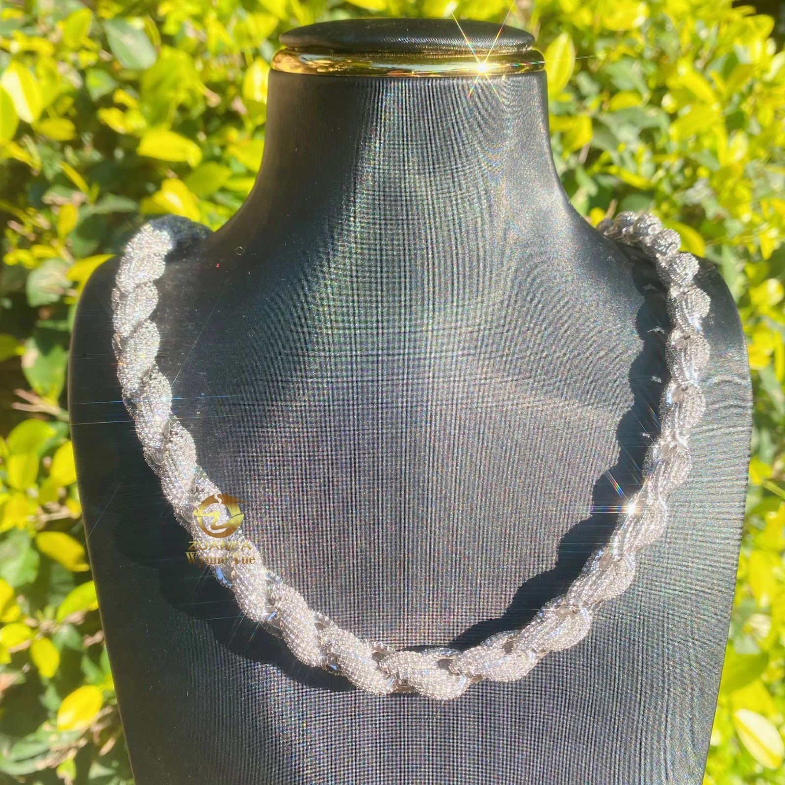 925 Sterling Silver Moissanite Rope Chain Necklace VVS Gift Unisex