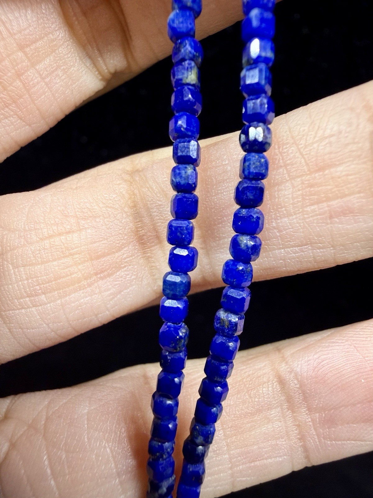 Premium Lapis Lazuli Beaded Necklace Teardrop Quartz Pendant 925 Sterling