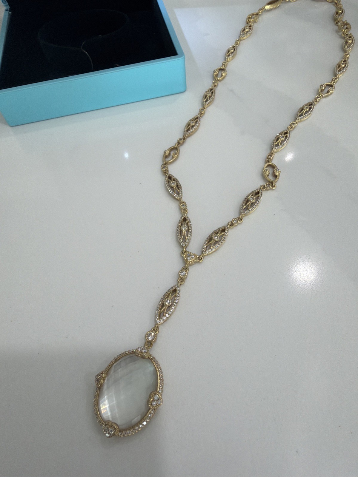 Judith Ripka Necklace 925 Clad Mother Of Pearl Exquisite Lariat