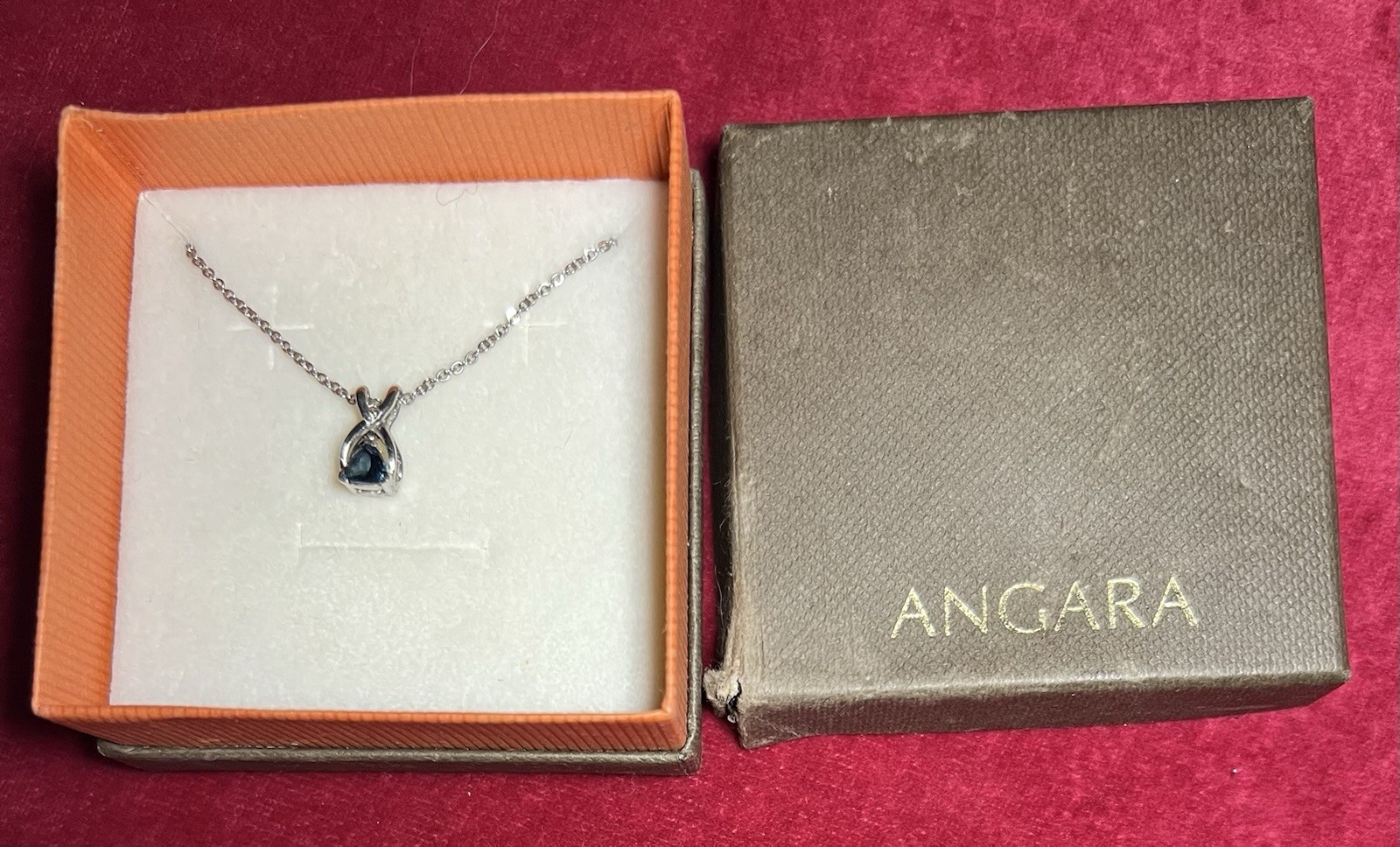 ANGARA 0.51 Ct London Blue Topaz Pendant Necklace With Diamond in Silver