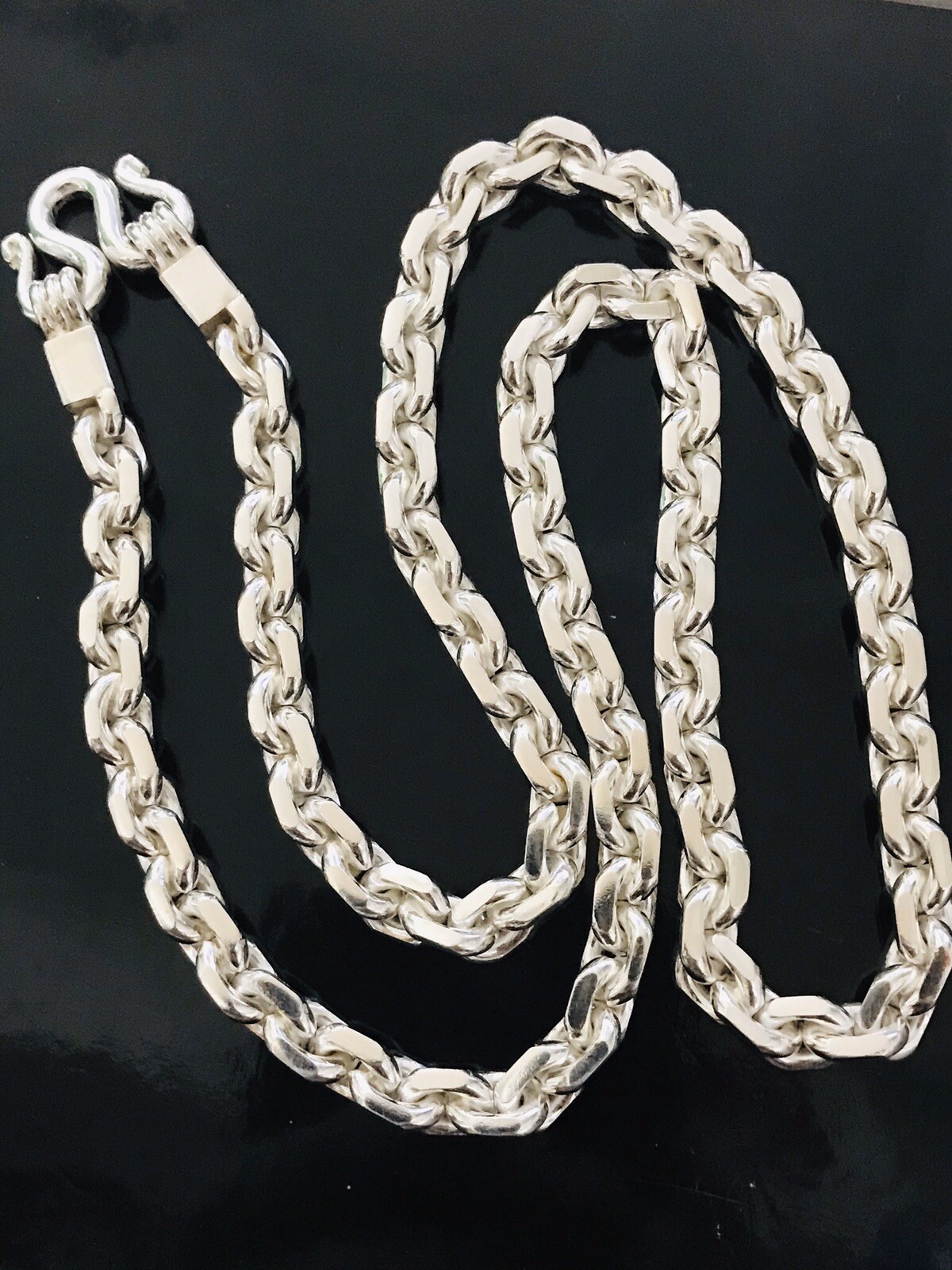 999 FINE silver Handmade anchor link Chain Necklace Approx 137.50 Grams 22 inch