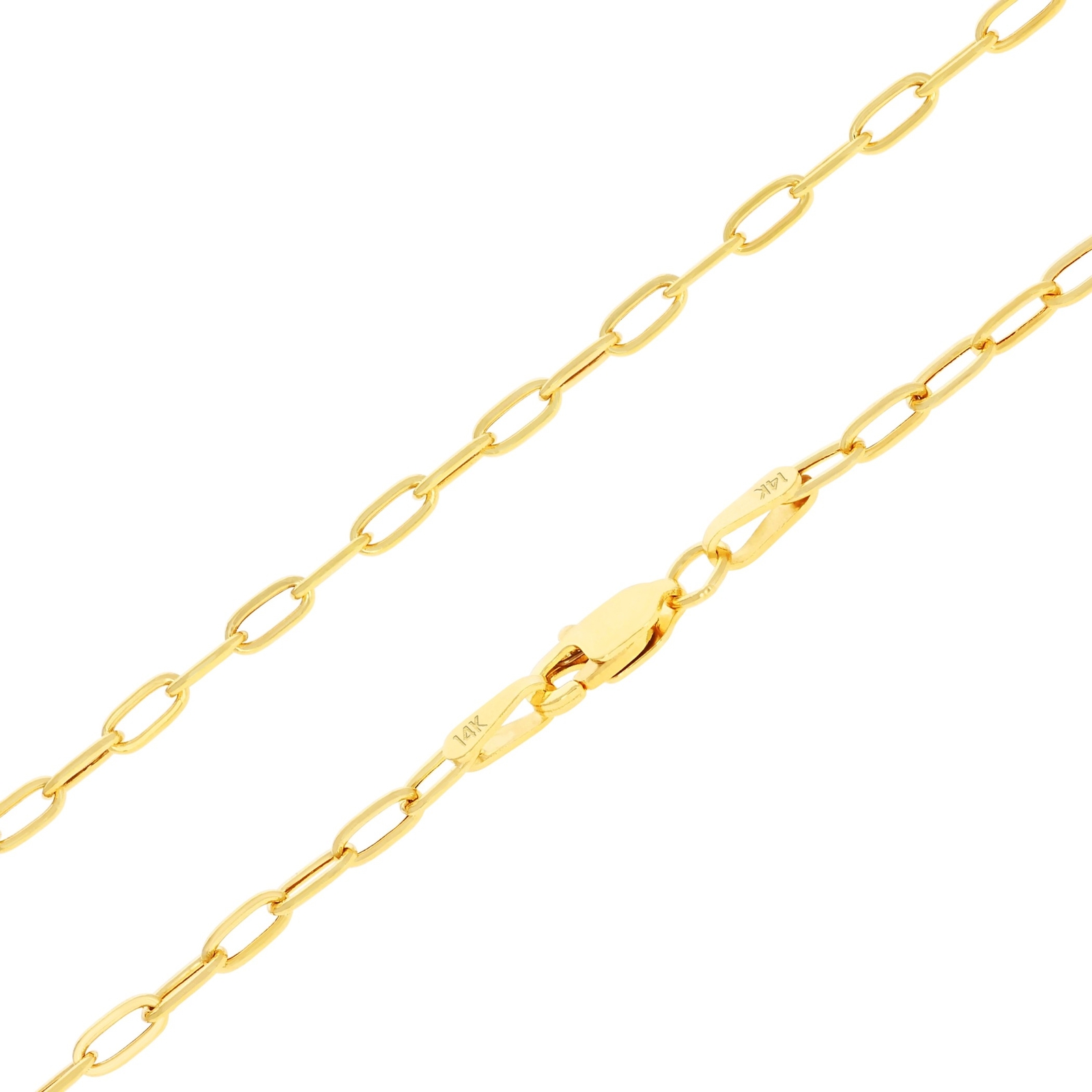 14k Yellow Gold 2mm Paperclip Chain Dainty Link Necklace Womens Mens 16″- 24″
