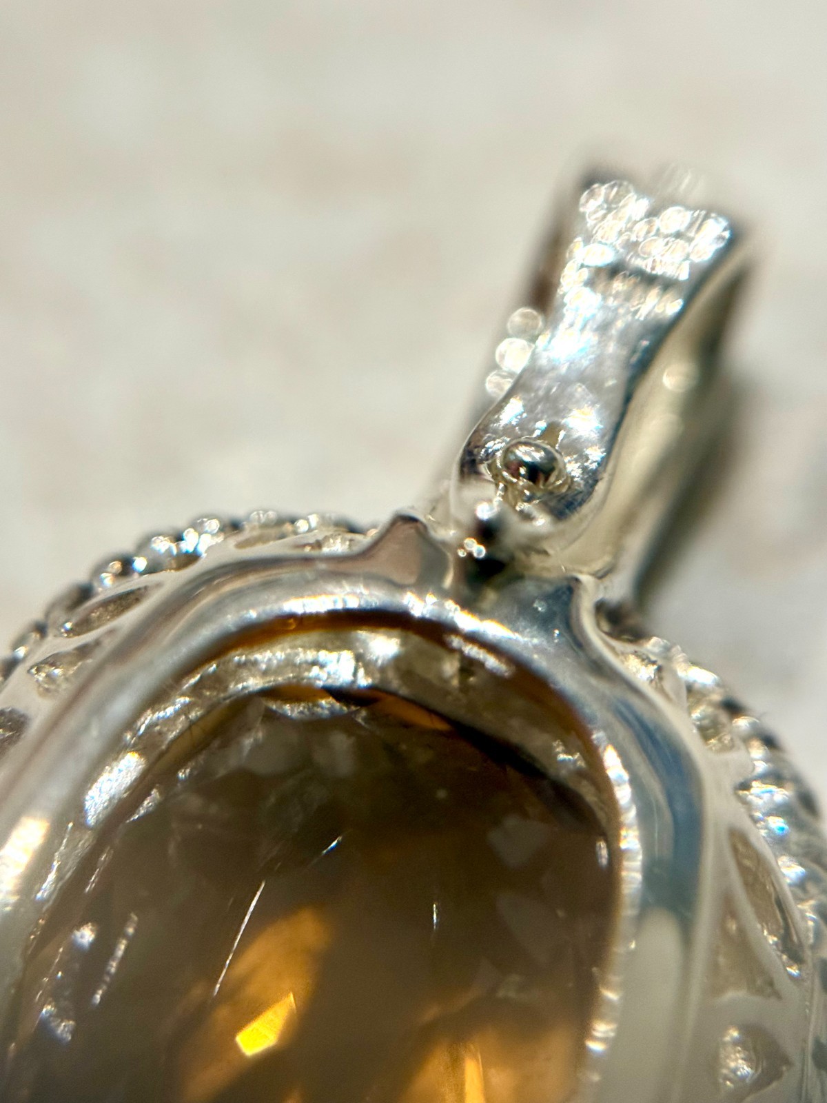 VTG Orange Citrine Albion Pendant Charm 925 Sterling Silver Gem Stone Jewel
