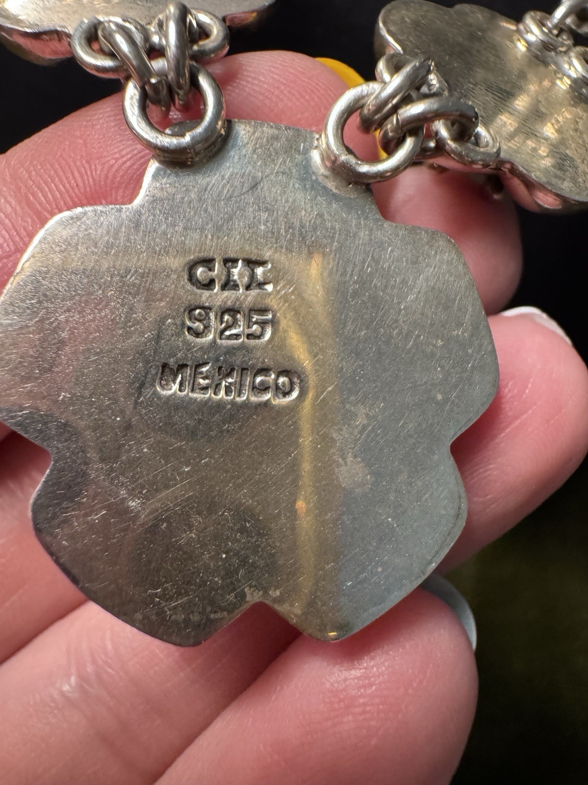 CII Signed 925 Mexico Sterling Silver Flower Necklace