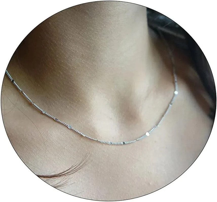 K Gold/Silver Plated Satellite Choker Shining Dots Station Chain Sparkle Chain N
