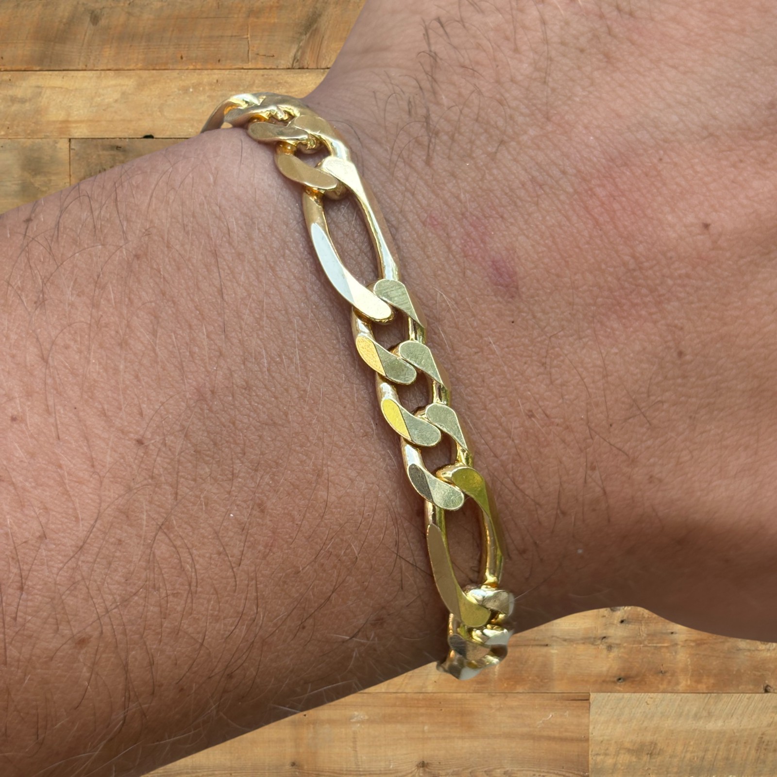 8mm Figaro Bracelet Link – Real Solid 925 Sterling Silver Or 14k Gold Vermeil