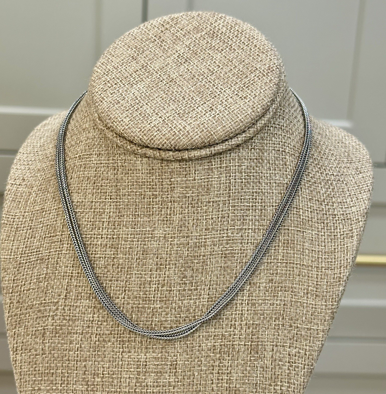 925 Sterling Silver Double Row Foxtail* 16” Necklace/Chain w/ Toggle Clasp, 17g.