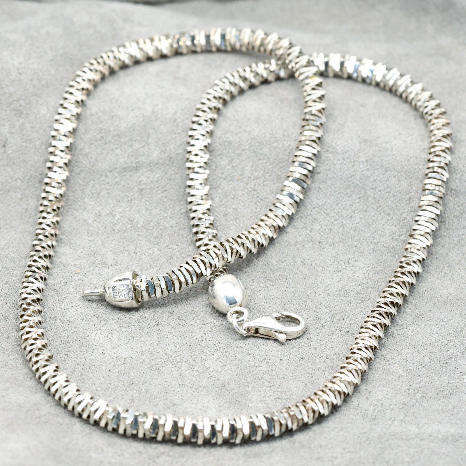 Milor Italy 925 sterling silver faceted beads chain necklace 20in 32grams