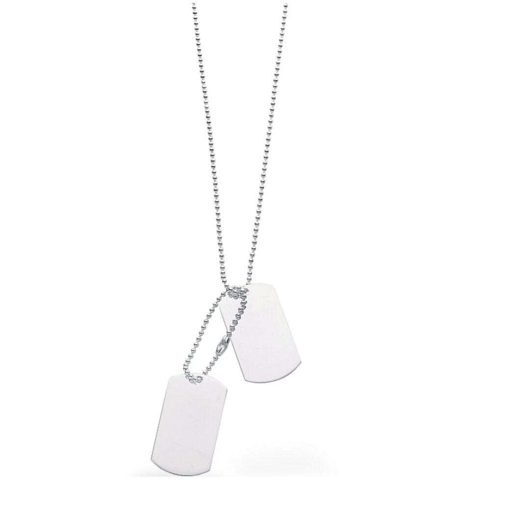 925 Sterling Silver Necklace Silver Dog Tags Chain. All Occasion Gift for Him