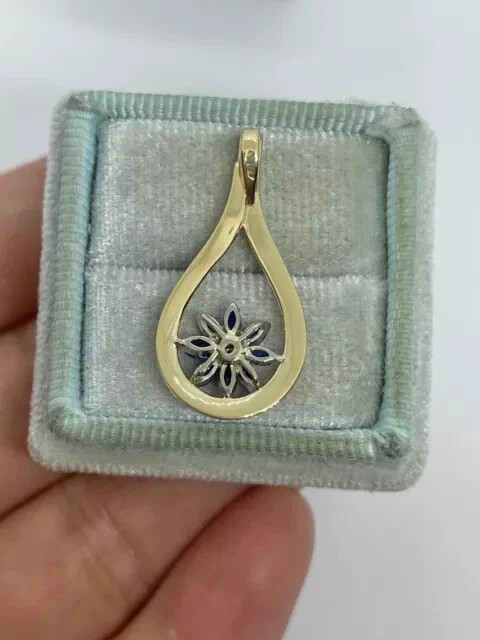 1.50Ct Marquise Cut Lab Created Sapphire Flower Pendant 14K Two-Tone Gold Plated
