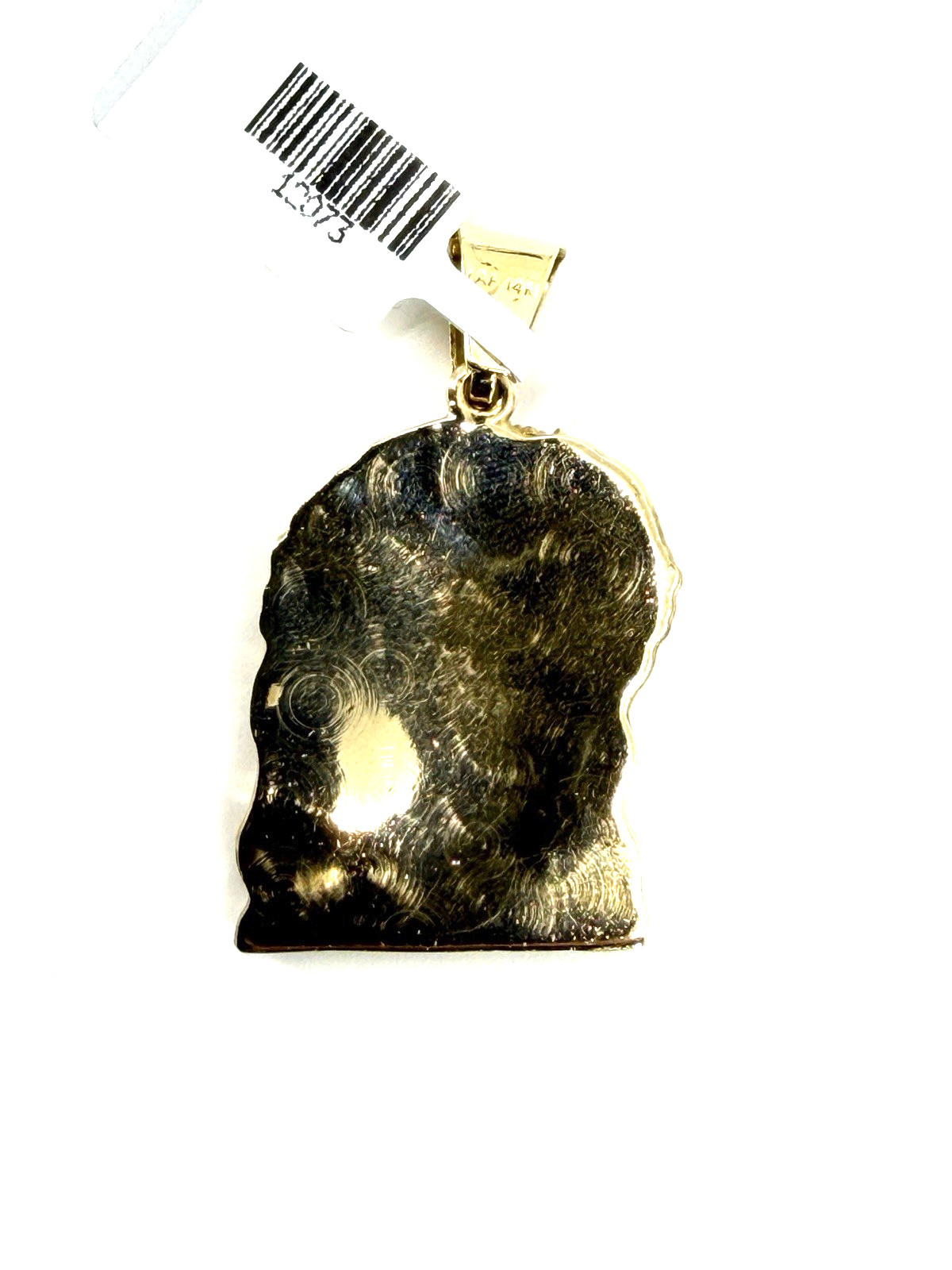 14K Solid Yellow Gold Jesus Face Piece Crown of Thorns CZ Pendant Italy