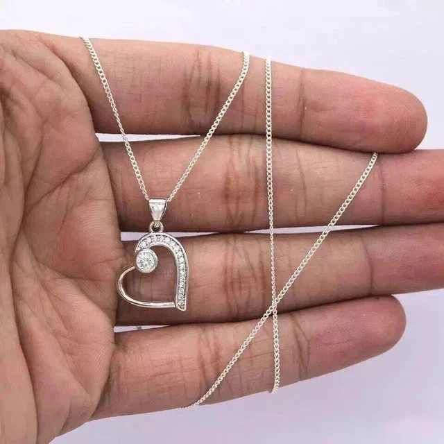 1.50CT Round Cut White Moissanite Women’s Fancy Pendant 14K White Gold Plated