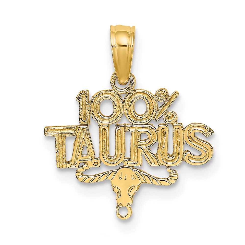 10k Yellow Gold 100% TAURUS Zodiac Charm Pendant 0.55gm L-15.65 mm, W-14.8 mm