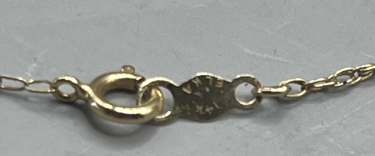 14K Solid Gold Flat Vintage Chain Necklace 18” 2 grams “Ellen” Nameplate Diamond