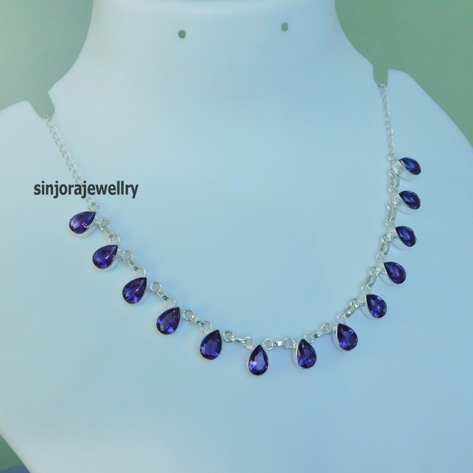 Amethyst Gemstone 925 Sterling Silver Handmade Gift Necklace 18″