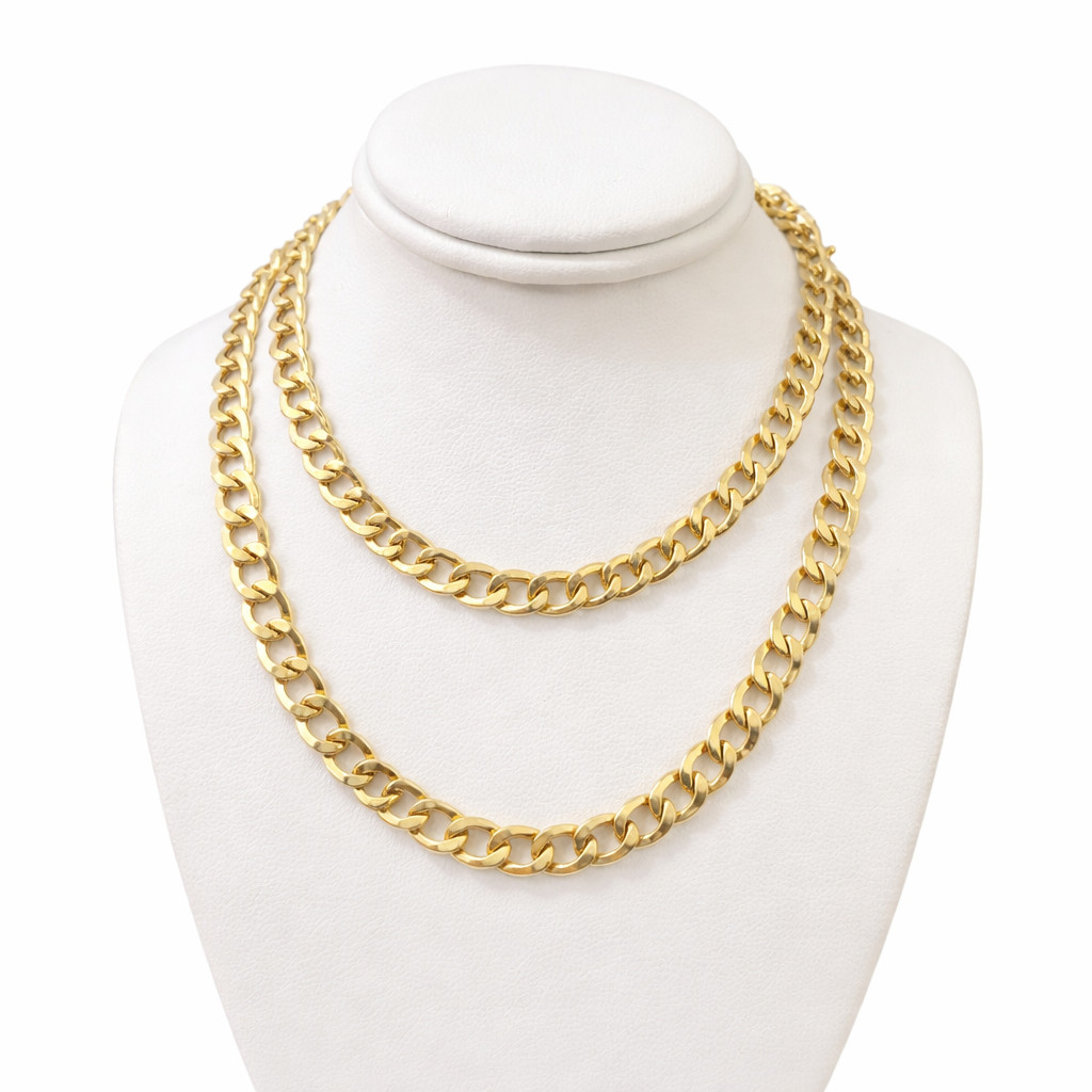 Real 14k Yellow Gold Cuban Curb Link Chain Necklace 7mm 24 Inch Men