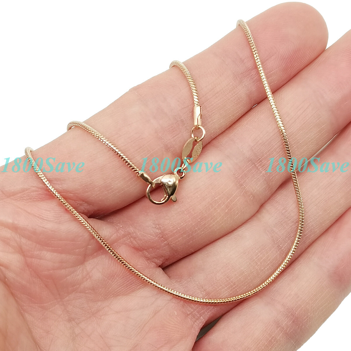 Solid 18K Rose Gold Filled HypoAllergenic 1.2mm Snake Chain Necklace 16-24″ N126