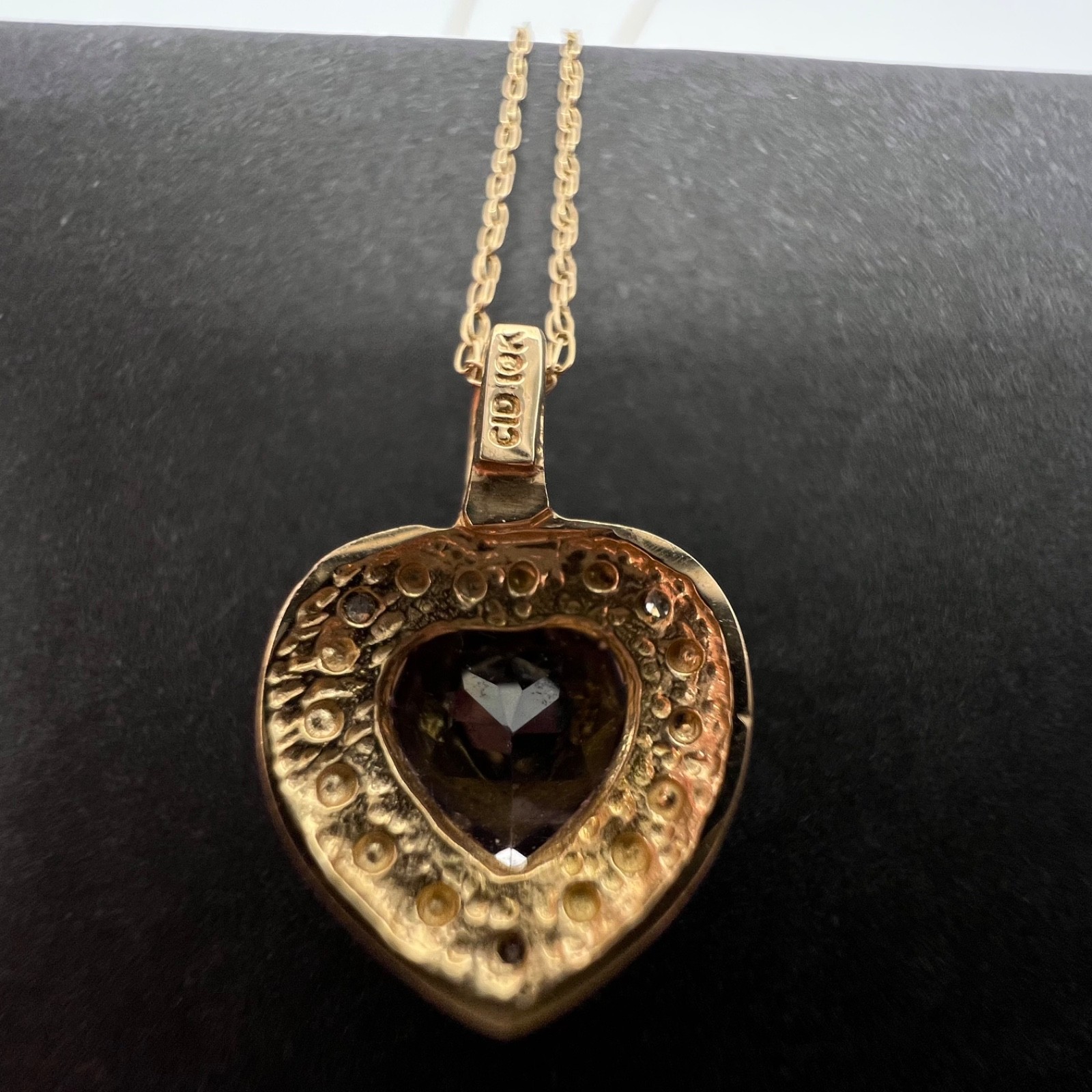 10k Solid Yellow & White Gold w/ Pink Topaz Heart Pendant and 19″ Chain Necklace