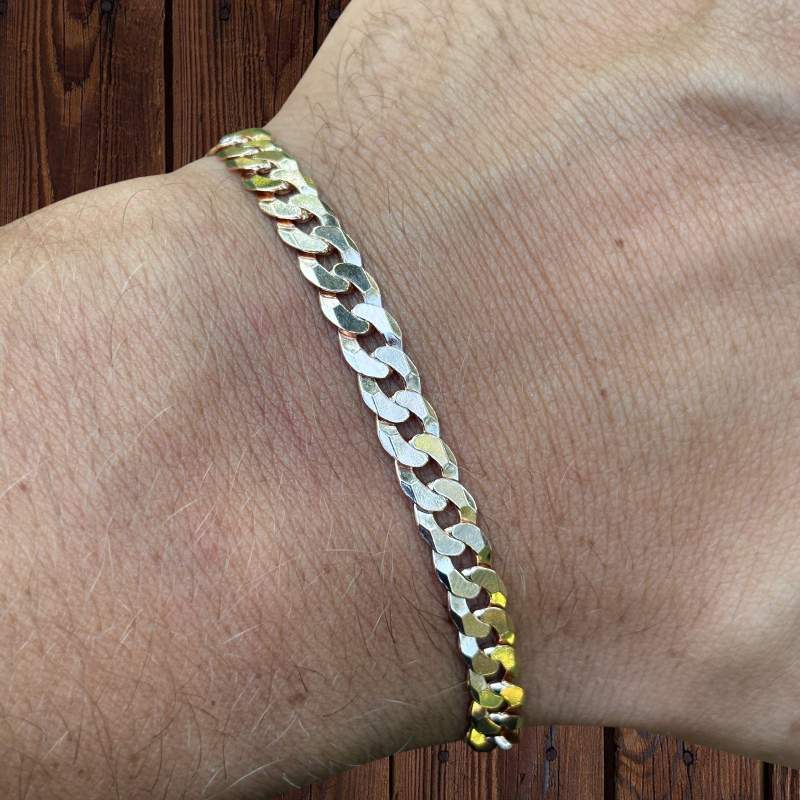 6mm Flat Curb Bracelet – Real Solid 925 Sterling Silver Or 14k Gold/Rose Vermeil