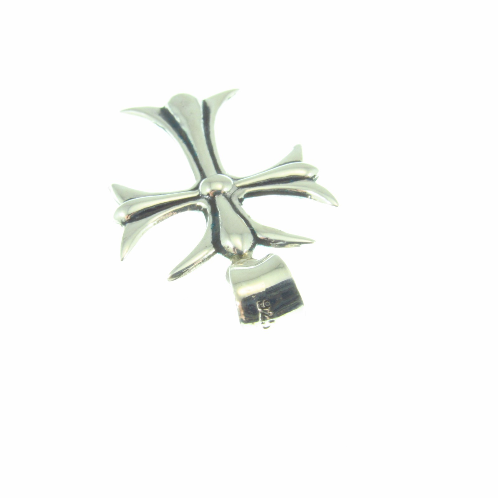 Solid 925 Sterling Silver Maltese Cross Pendant Men’s Gothic Fleur-de-Lis Cross