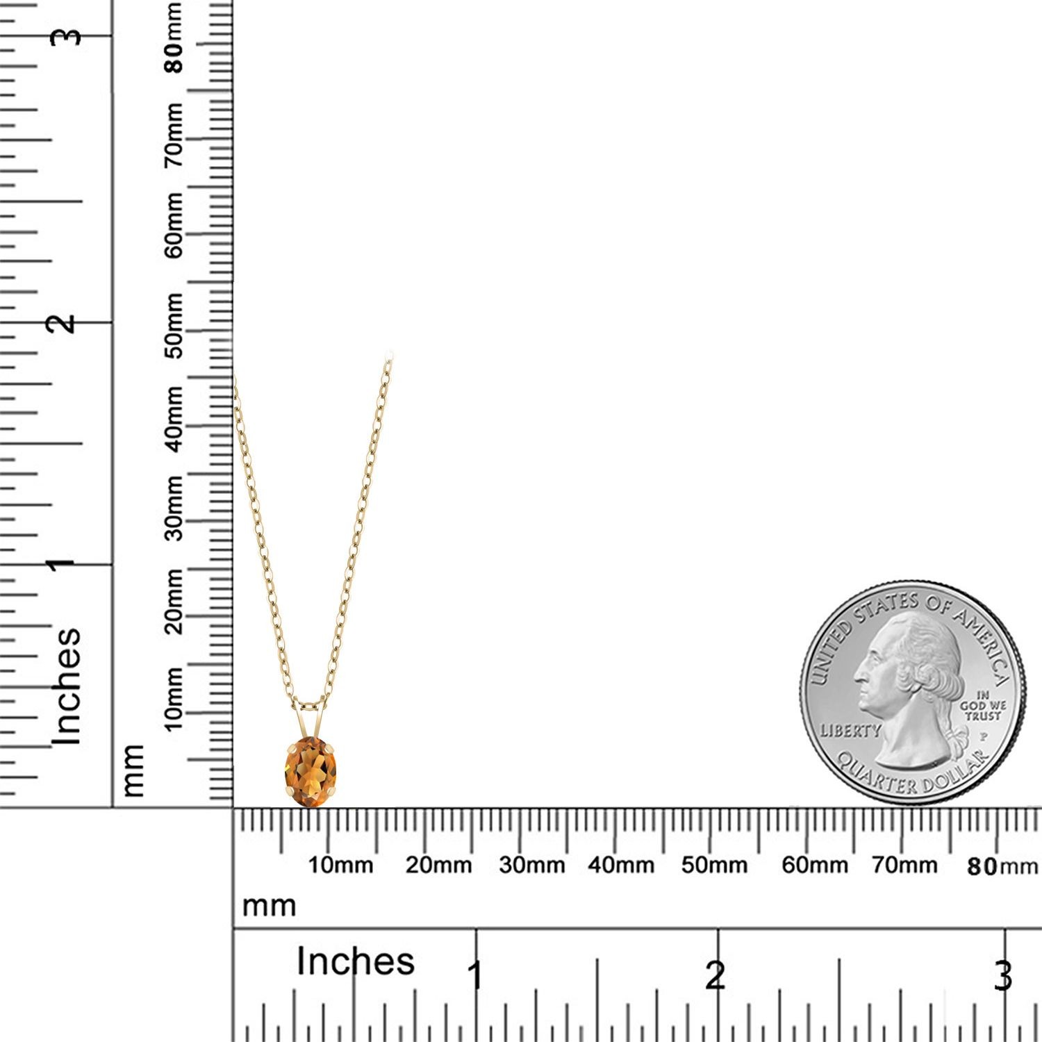 0.70 Ct Oval Shape Orange Red Madeira Citrine Yellow Gold Plated Silver Pendant