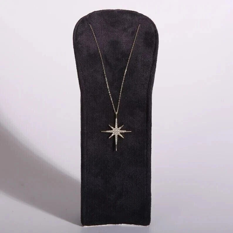 1 Ct Round Lab Created Diamond North Star Shape Pendant 14k Yellow Gold Plated