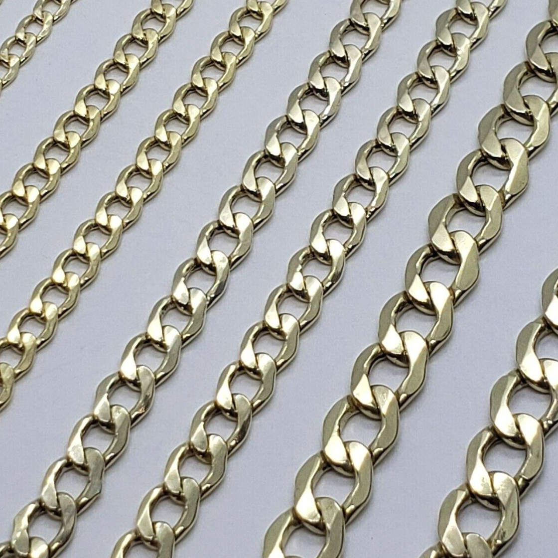 10K Yellow Gold Hollow Cuban Curb Chain Link Necklace Bracelet 5.5mm 7mm 7″~30″