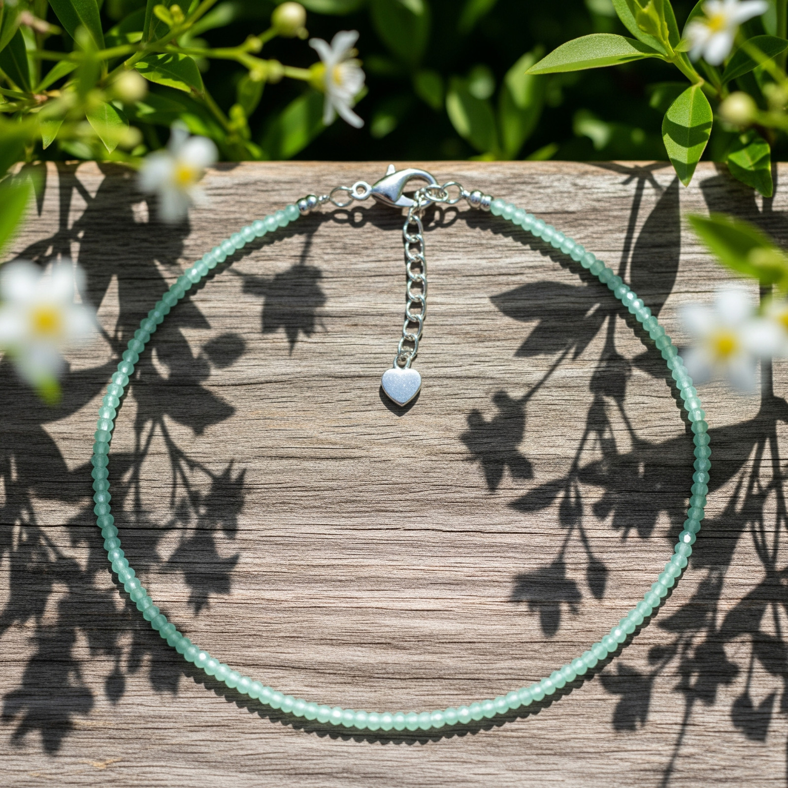Amazonite Necklace 3mm Faceted Bead Choker Healing Crystal Gifts Handmade