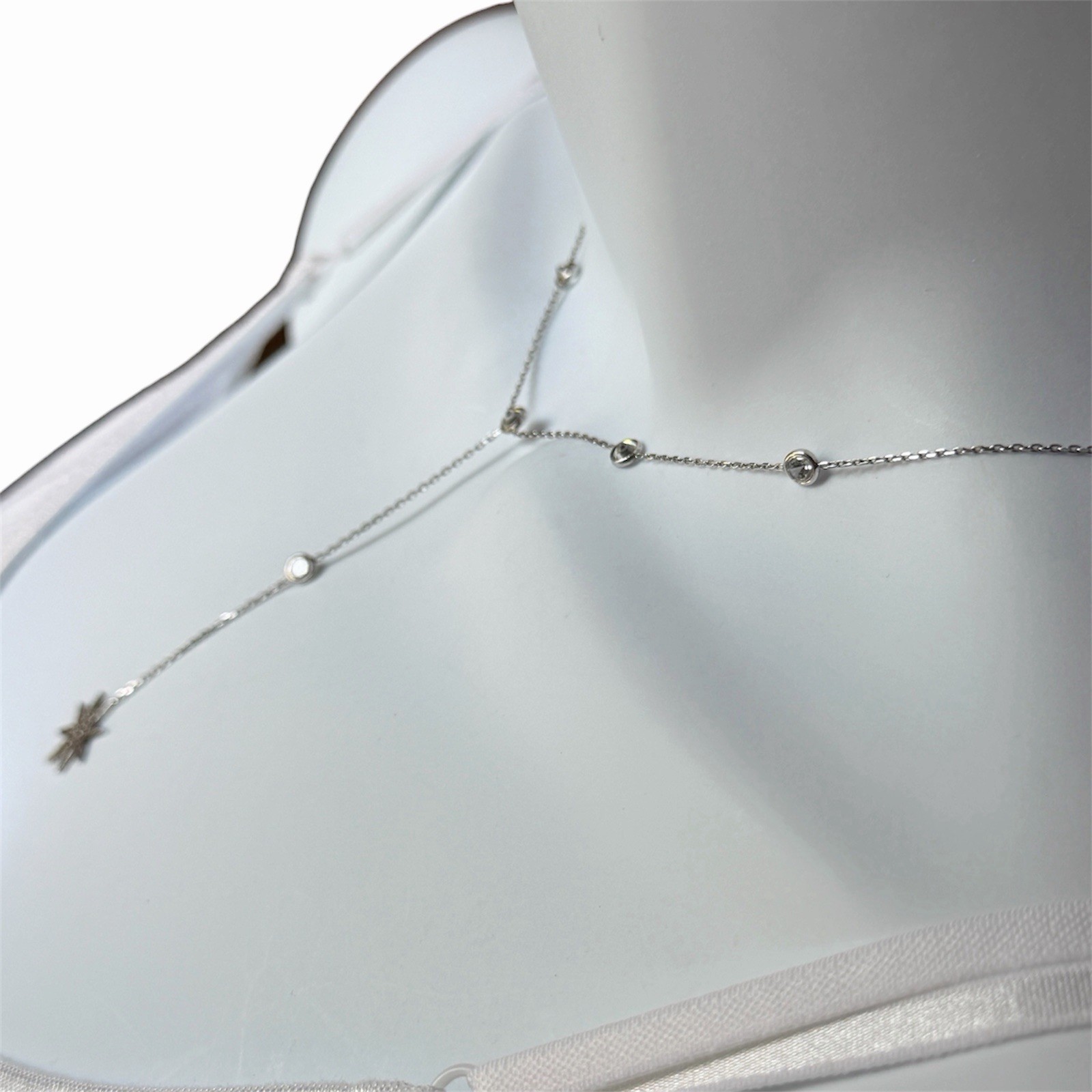 N-TR-925 Sterling Necklace 15.5″ Y-Drop Rock-Crystal Starburst Pendant Feminine