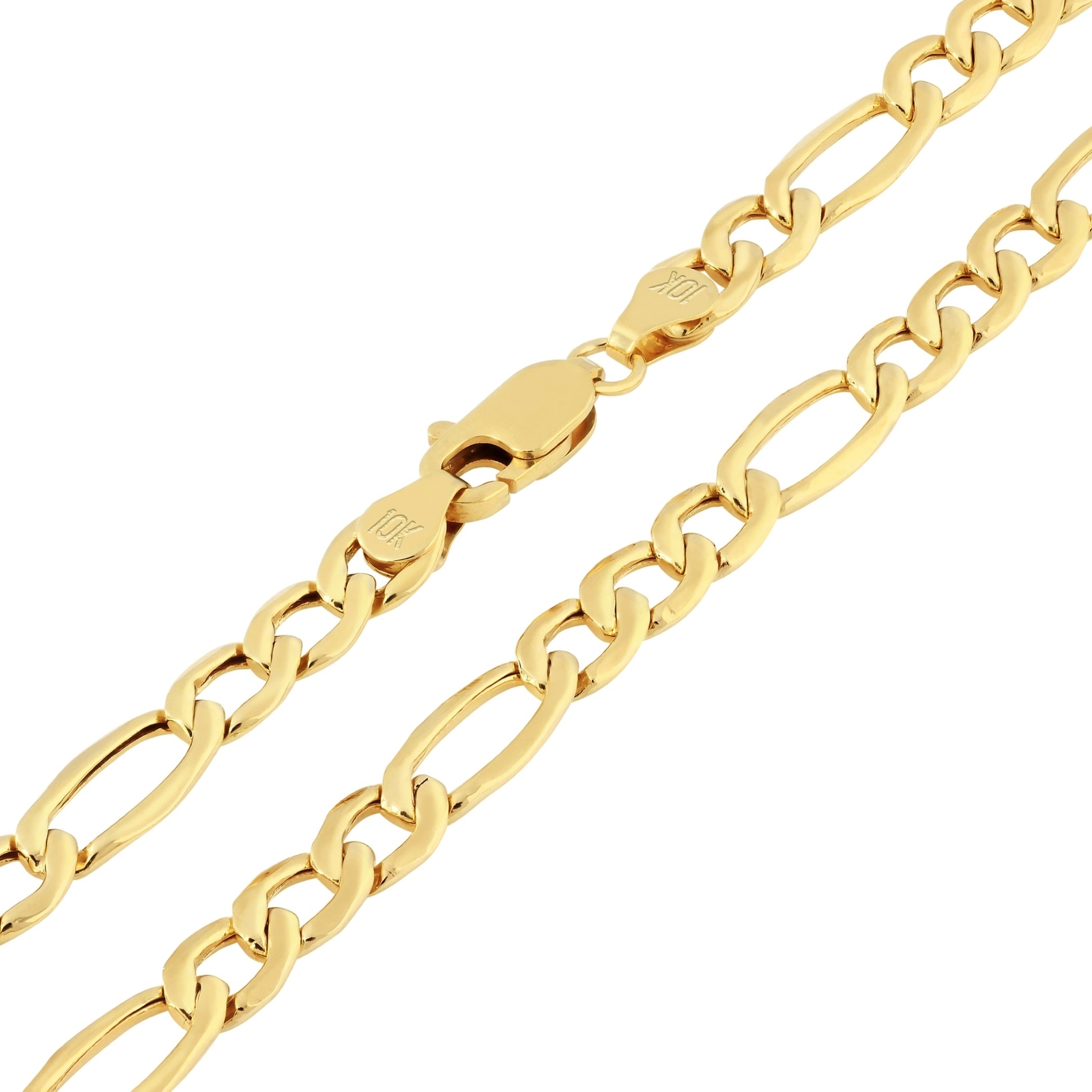 10K Yellow Gold 5.5mm Figaro Chain Italian Link Necklace Men Women 16″-30″