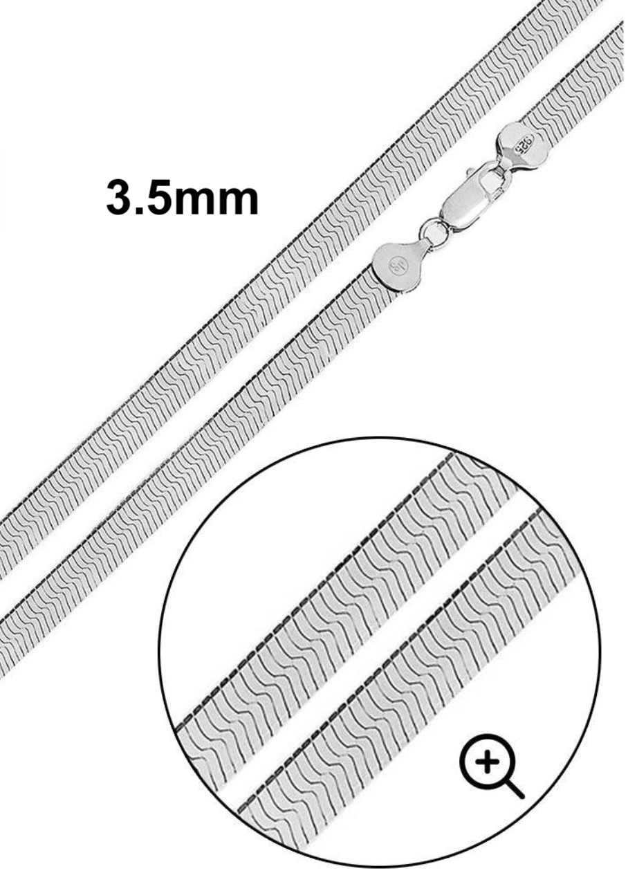 Italian Solid Sterling Silver Herringbone Chain Necklace 925 Silver Chain UNISEX