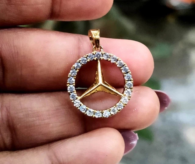1Ct Round Cut Real Moissanite Custom charm Pendant 14K Yellow Gold Plated Silver