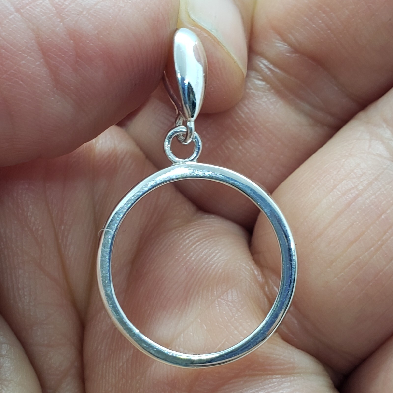 925 Sterling Silver Penny Bezel 19 mm Coins Prong Back Round Edge 1 Cent No Coin