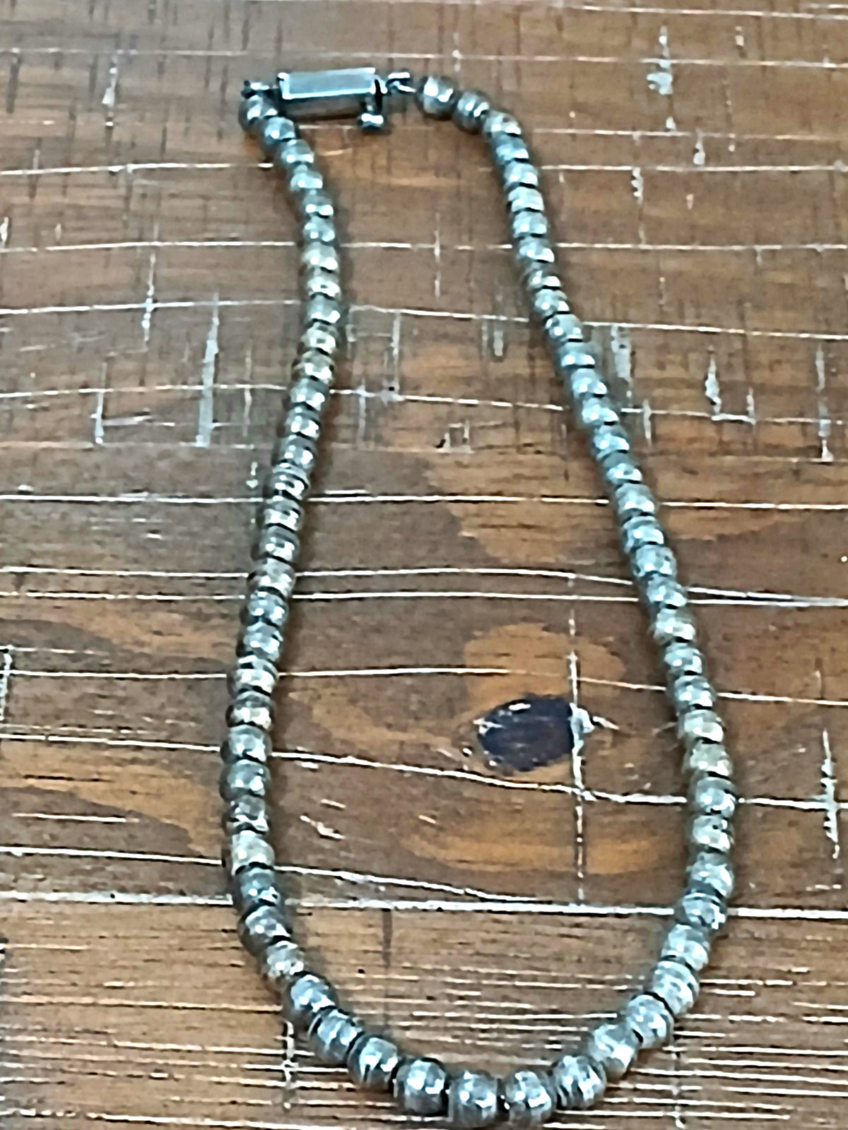 Vintage MEX CO Signed 925 Sterling Silver Beaded Ball Chain Necklace Box Clasp