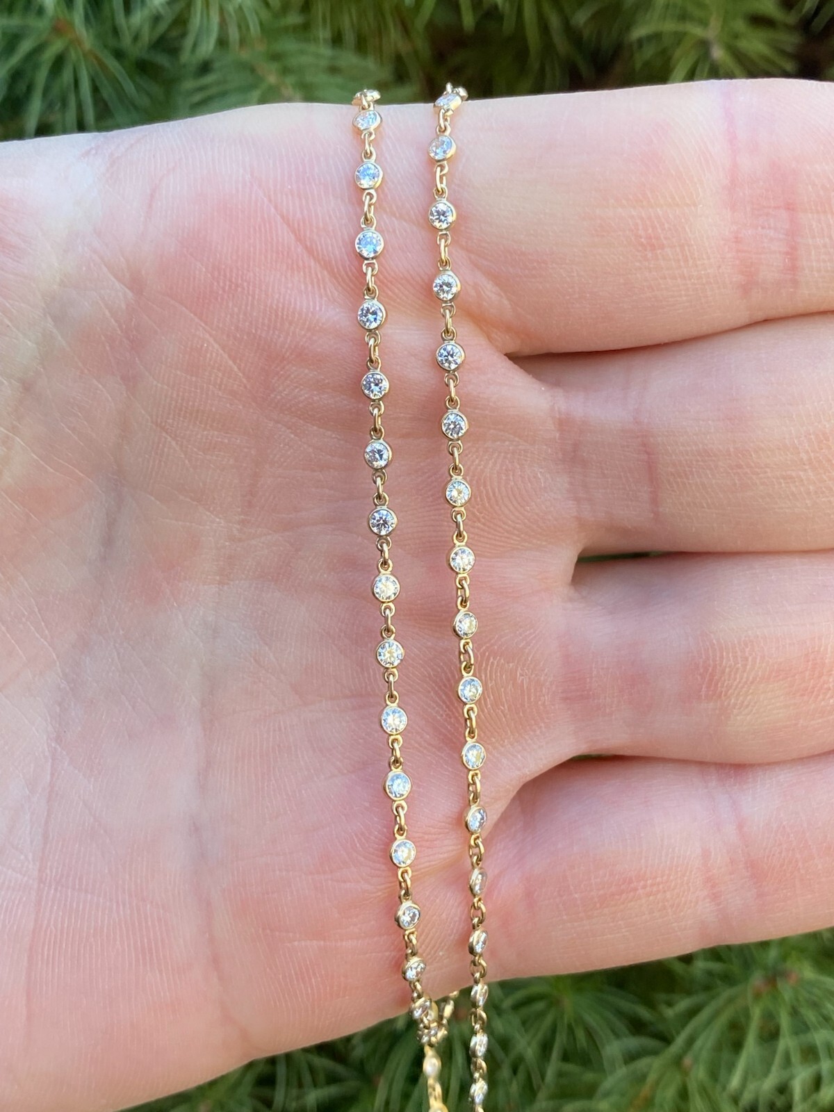 18k yellow gold Diamonds by the Yard Necklace 2.68 ct. G_H Color SI clarity 18”