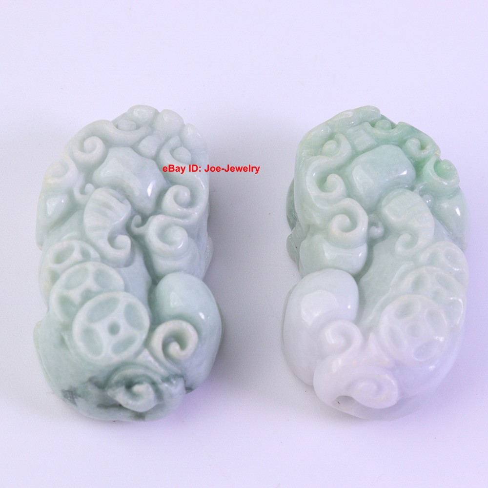 Natural Grade A Green Jadeite Pendant A Couple Of Pixiu (Male and Female) #02