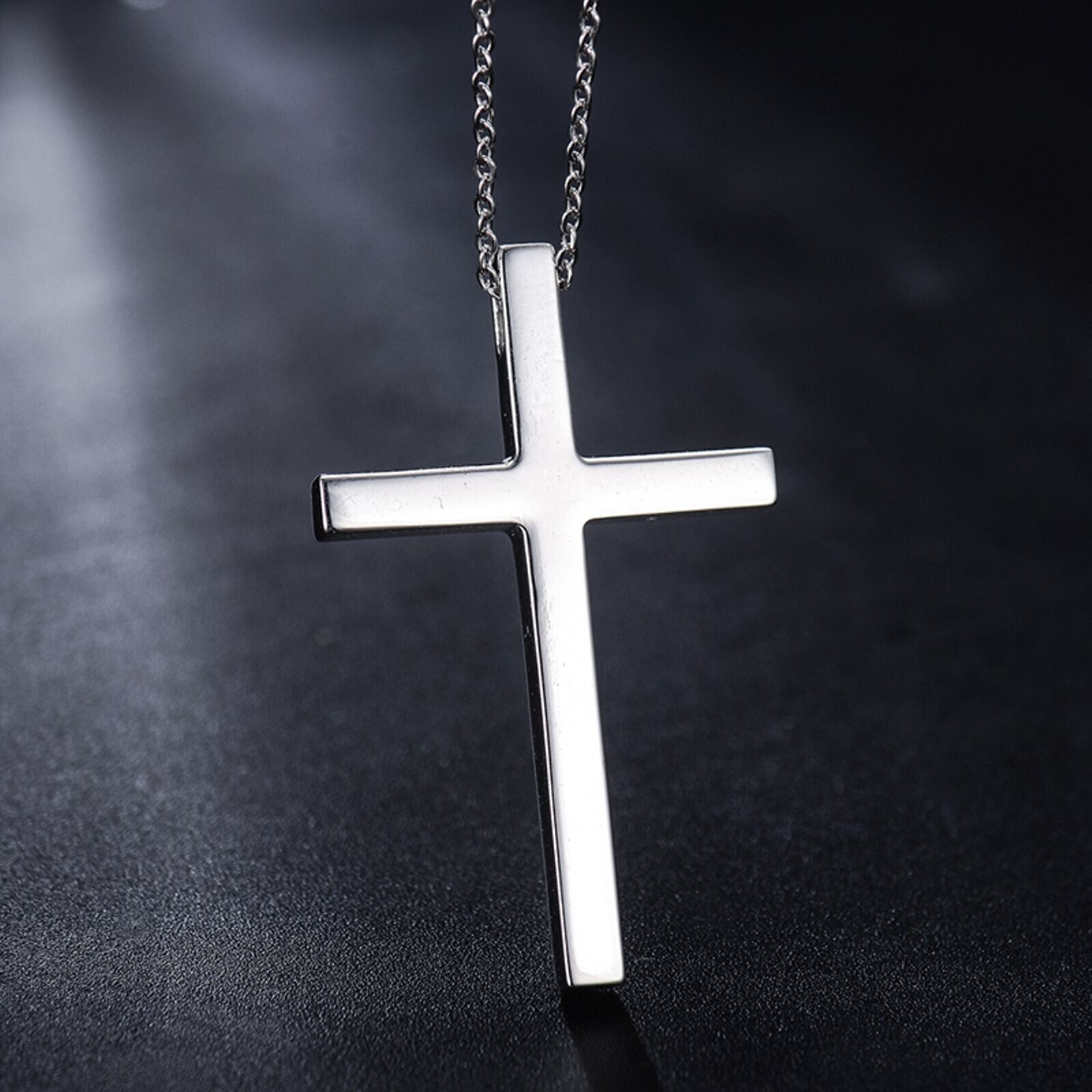 Real Pure Platinum 950 Men Women Gift Smooth Glossy Cross Pendant 8.9-9g
