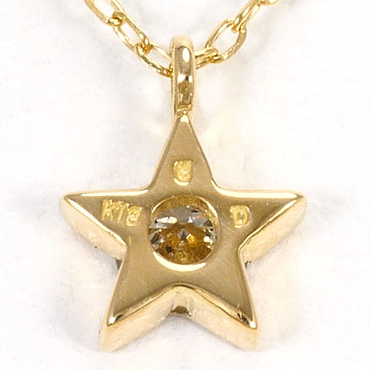 K18 18k gold Necklace Diamond (no carat mark) 0.8g 40cm Free shipping Used
